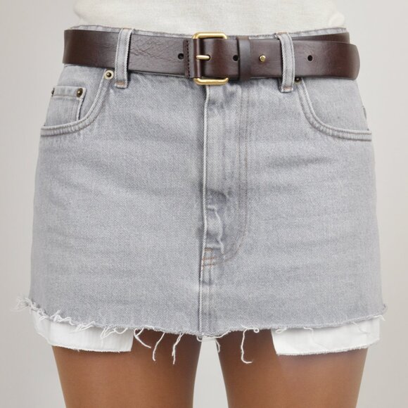 Miu Miu Grey Denim Mini Skirt Contrast Pockets XS NWT - Picture 5 of 8